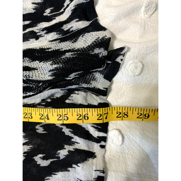 Chico's Traveler's Open Cardigan Abstract Print 100% Linen Knit Sz 1/M Packable - Picture 5 of 8